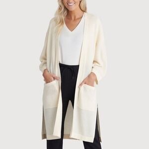 KIT AND ACE Merino Wool Blend Duster Cardigan Open Front Pockets Women's M L